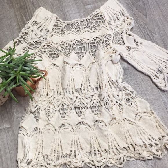 Anthropologie Tops - Sheer  crocheted top